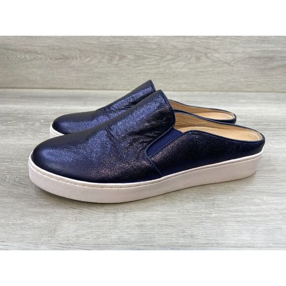 Vionic Dakota Women's Mule Clog Slip-On Metallic Leather 9.5 Blue Comfort Shoes - Picture 3 of 9